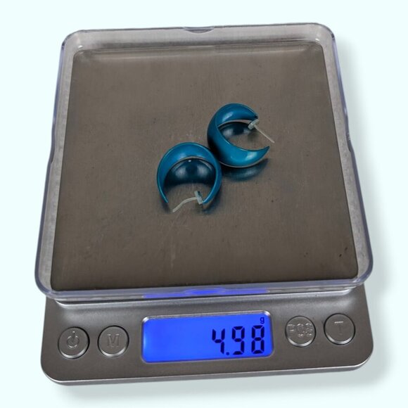 (2/$20) Blue Wide Open Hoop Earrings - Picture 5 of 5